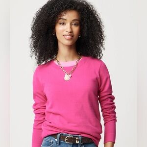 J. Crew Vibrant Pink Crew Neck Merino Wool Sweater